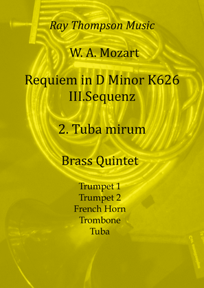 Book cover for Mozart: Requiem in D minor K626 III.Sequenz No.2 Tuba Mirum - brass quintet