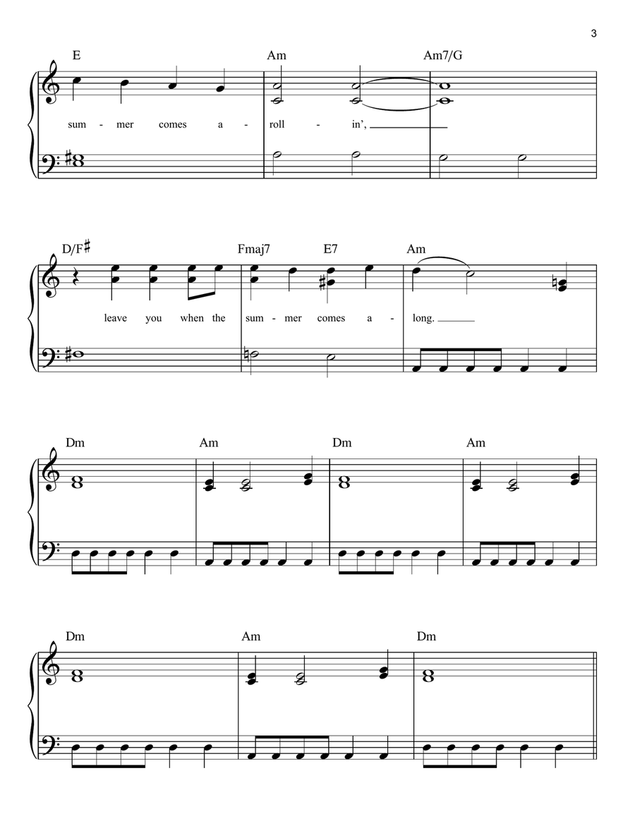 Babe, I'm Gonna Leave You Easy Piano scores gallery preview page 3