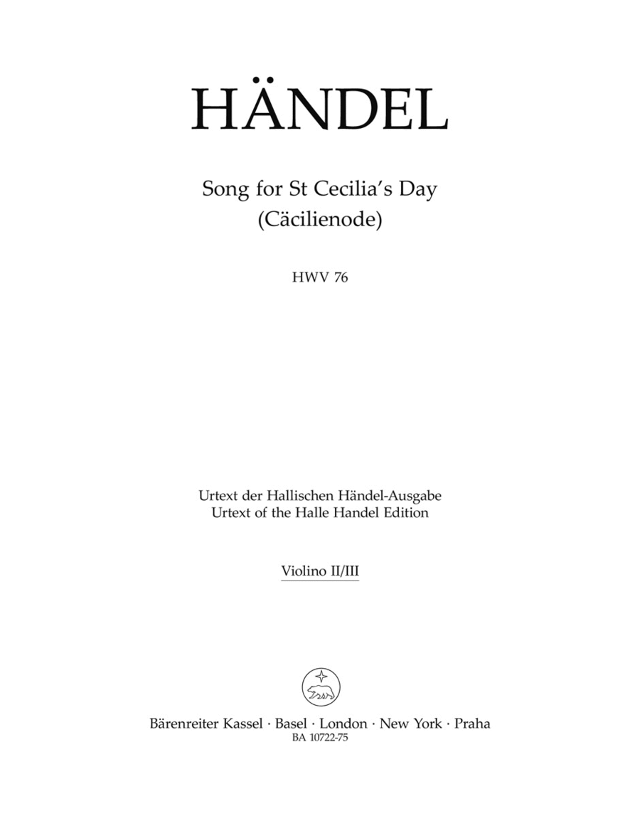 Song for St Cecilia's Day, HWV 76 Violin scores gallery preview page 1