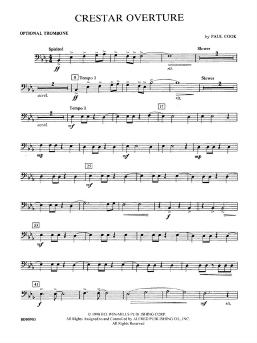 Crestar Overture: 2nd Trombone Concert Band scores gallery preview page 1