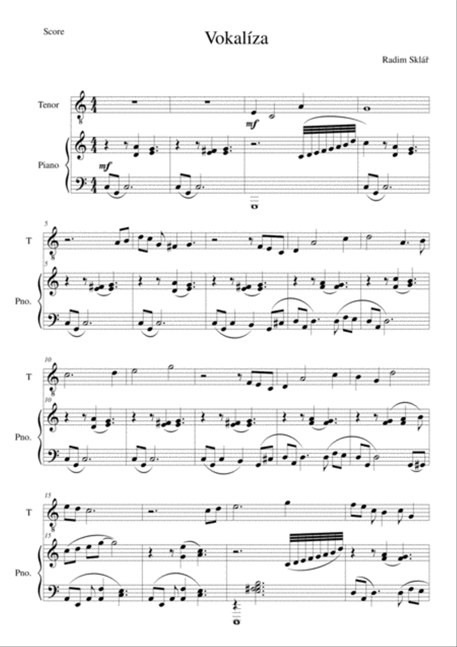Vocalise for Tenor Tenor Voice scores gallery preview page 1