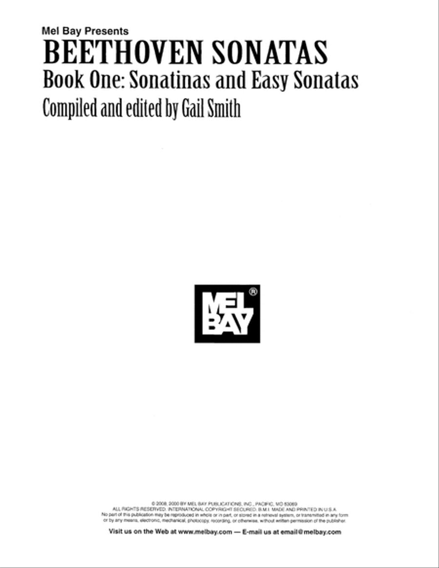 Beethoven Sonatas Book One