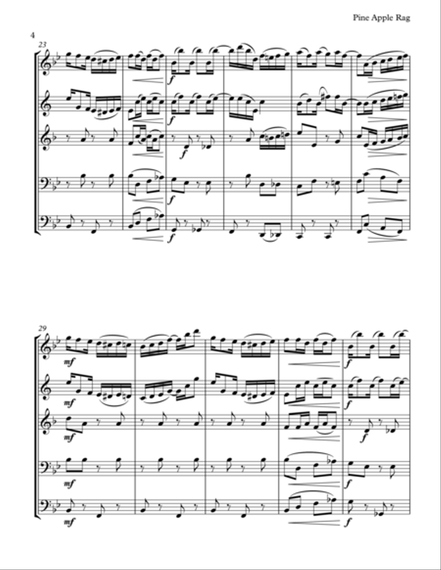 Scott Joplin: Pine Apple Rag for Brass Quintet Brass Quintet scores gallery preview page 4