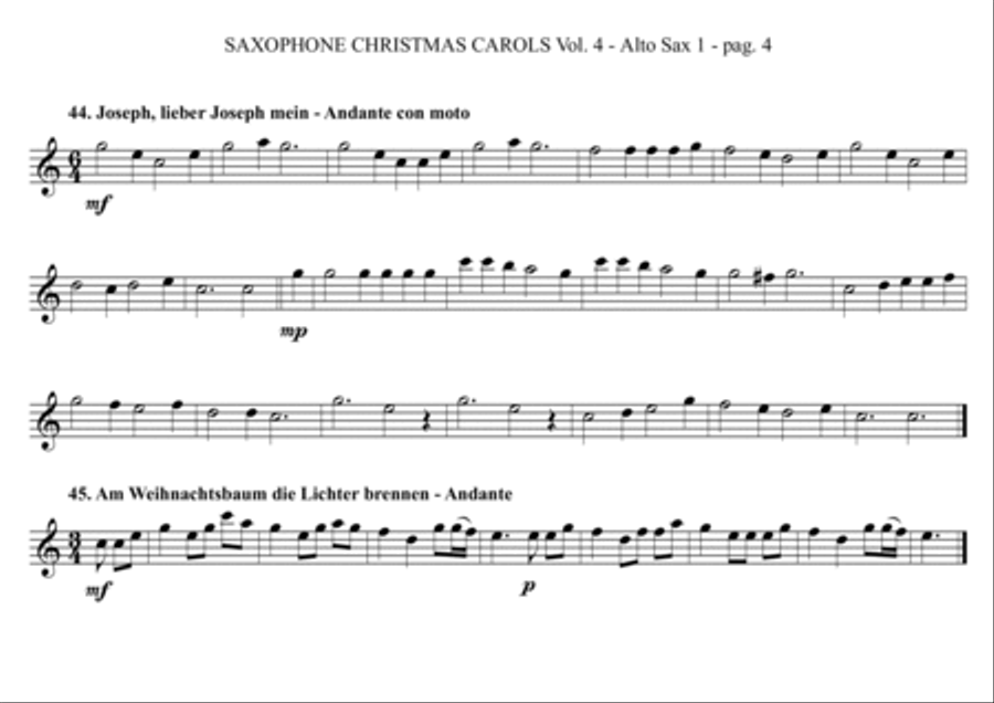 SAXOPHONE CHRISTMAS CAROLS vol. 4 - 12 world famous German Carols for Sax Quartet (SATB or AATB) Saxophone Quartet scores gallery preview page 4