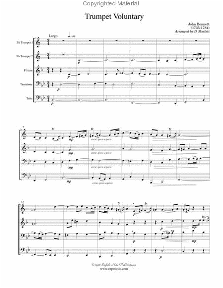 Trumpet Voluntary Trumpet Voluntary Brass Quintet scores gallery preview page 2
