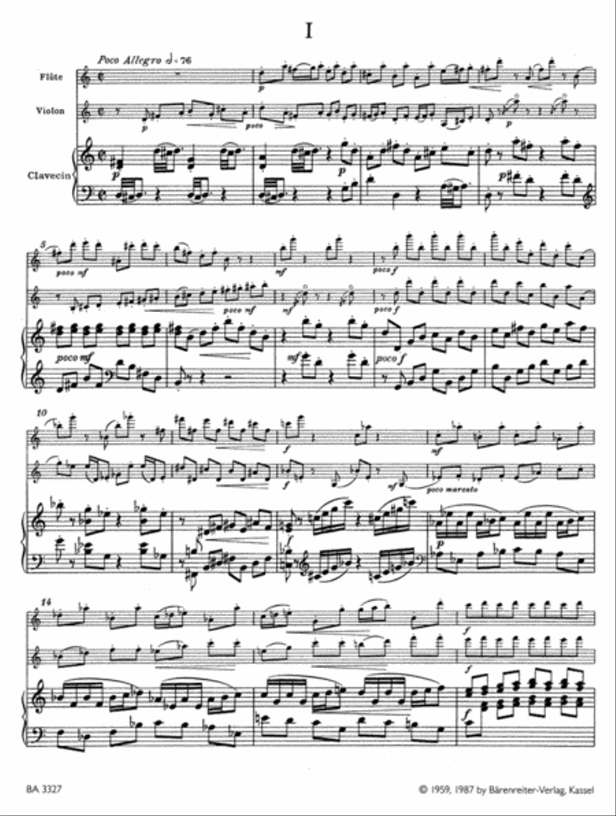 Promenades for Flute, Violin and Harpsichord (Piano) Flute scores gallery preview page 2
