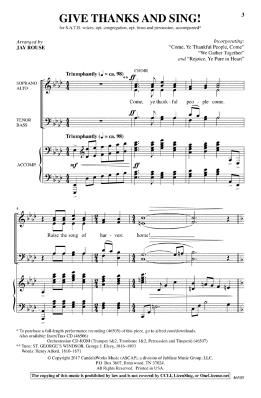 Give Thanks and Sing! Give Thanks and Sing! 4-Part scores gallery preview page 13