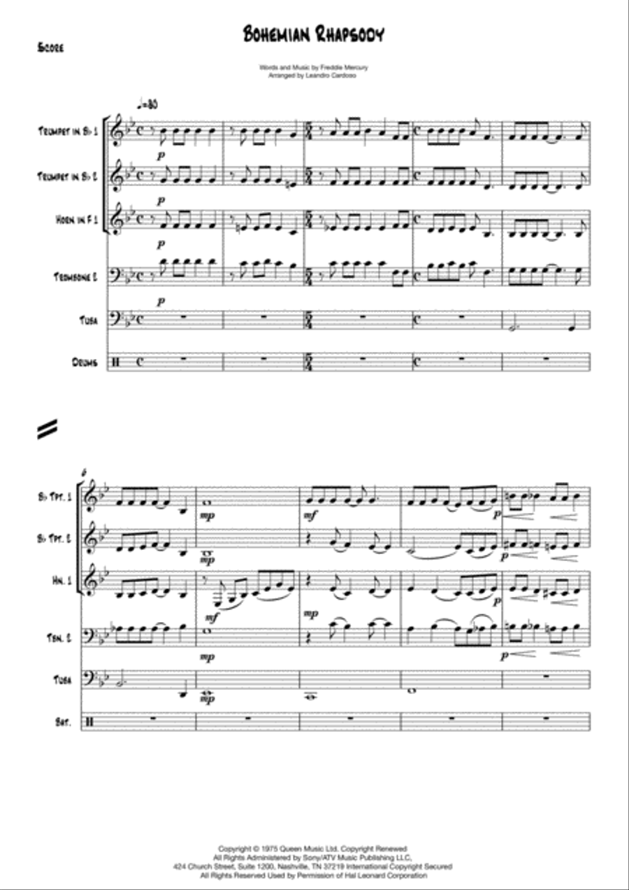Bohemian Rhapsody Small Ensemble scores gallery preview page 1