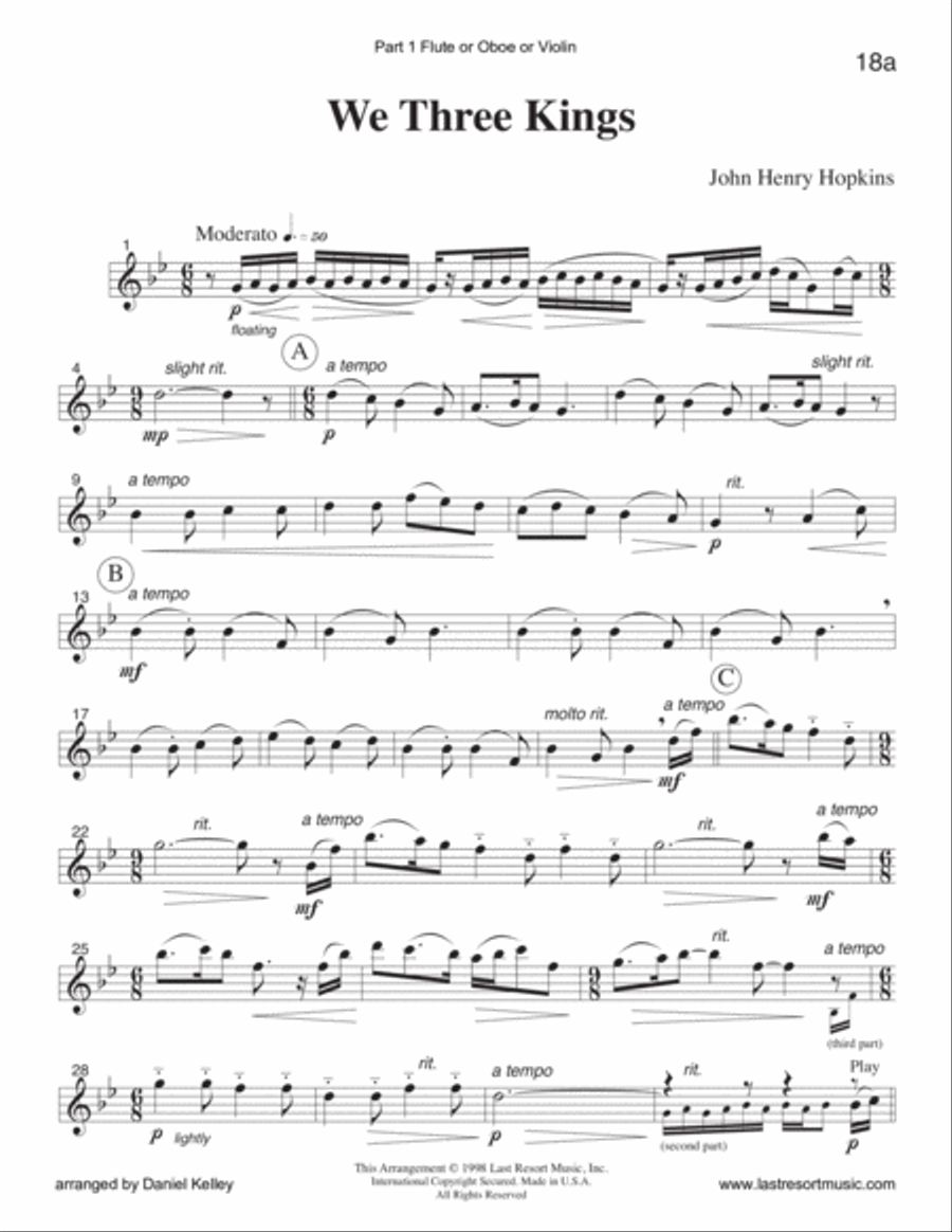 We Three Kings of Orient Are for String Trio (or Wind Trio or Mixed Trio) Piano Trio scores gallery preview page 3