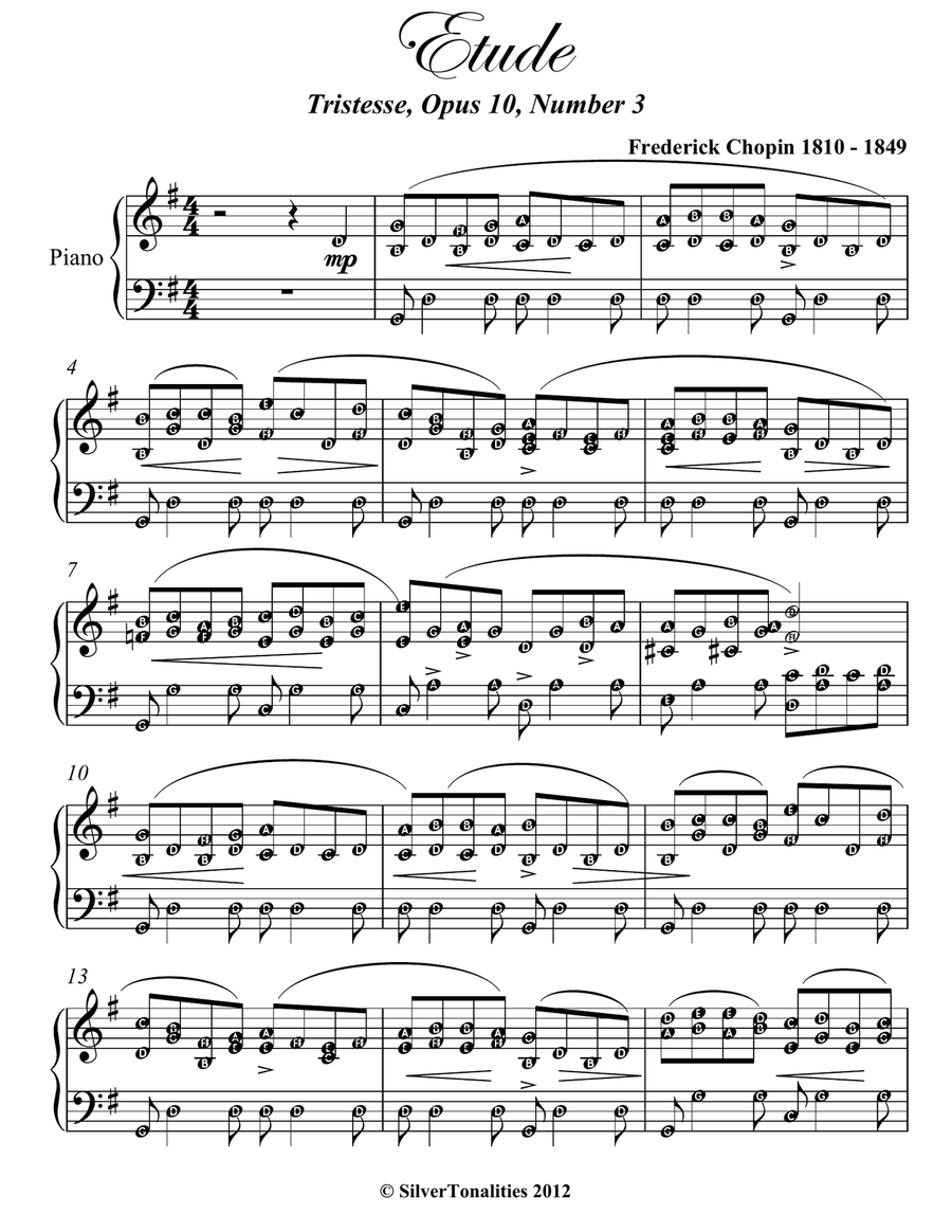 Etude Tristesse Opus 10 Number 3 Easy Intermediate Piano Sheet Music Etude Tristesse Opus 10 Number 3 Easy Intermediate Piano Sheet Music Piano Method scores gallery preview page 2