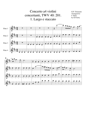 Concerto for 4 flutes (originally 4 violins), TWV 40 201