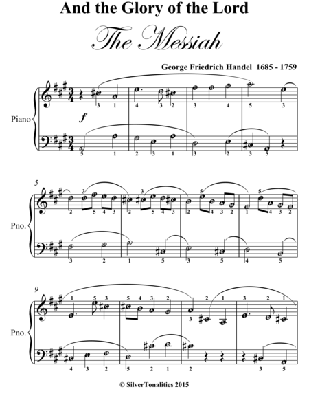 And the Glory of the Lord Messiah Easy Piano Sheet Music
