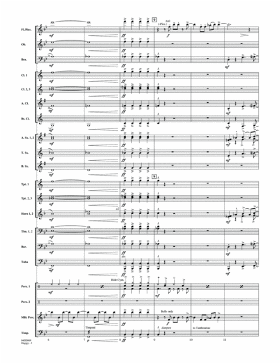 Happy (from Despicable Me 2) (arr. Michael Brown) - Conductor Score (Full Score) Concert Band scores gallery preview page 3