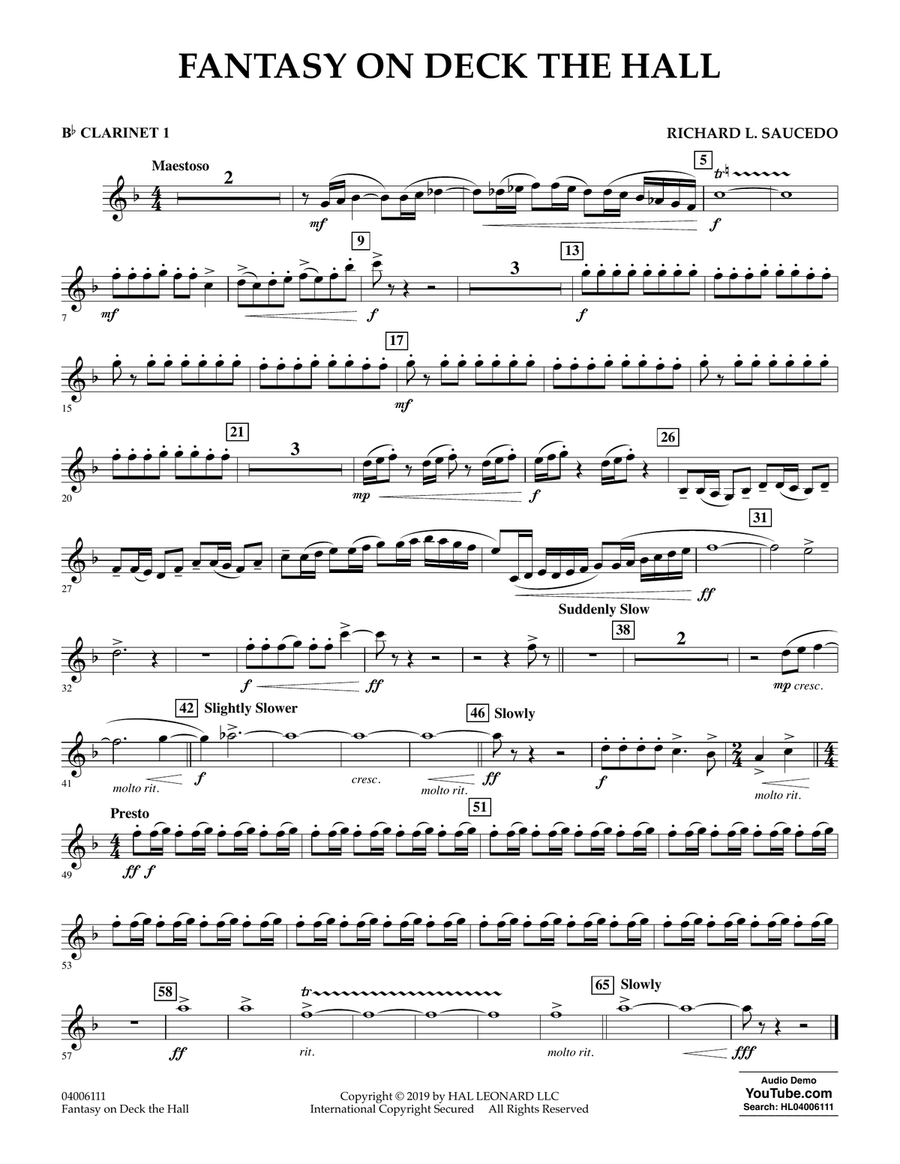 Fantasy on Deck The Hall - Bb Clarinet 1 Concert Band scores gallery preview page 1