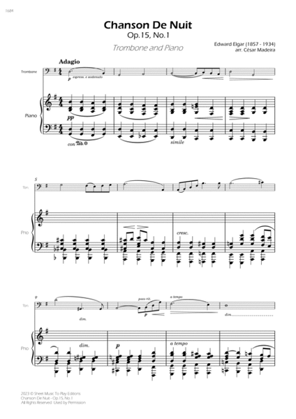Chanson De Nuit, Op.15 No.1 - Trombone and Piano (Full Score and Parts) image number null