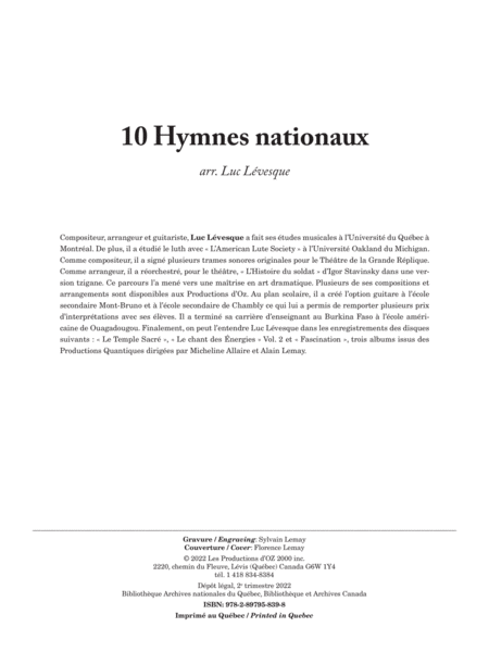 10 Hymnes nationaux by Various Classical Guitar - Digital Sheet Music