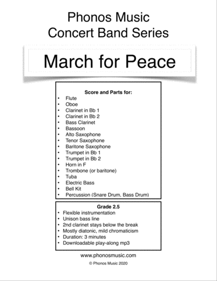 March for Peace Concert Band scores gallery preview page 1