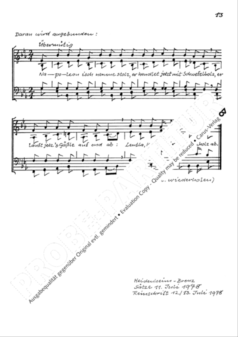 Auf hohen Bergen. Sechs schwabische Volkslieder Choir scores gallery preview page 16