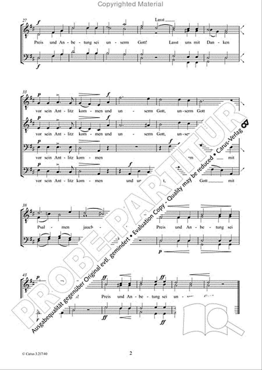 Preis und Anbetung sein unserem Gott Choir scores gallery preview page 3