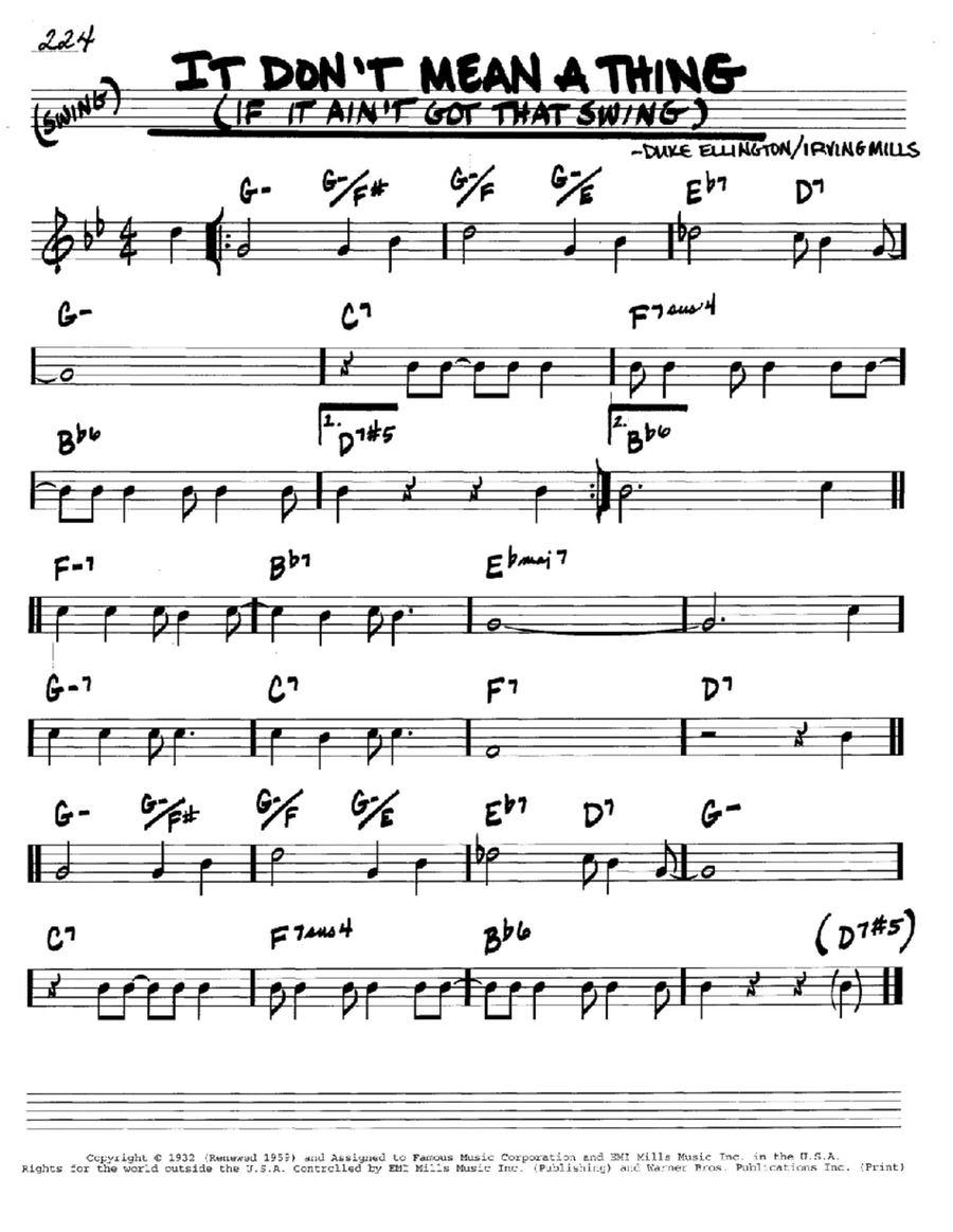 It Don't Mean A Thing (If It Ain't Got That Swing) Piano scores gallery preview page 1
