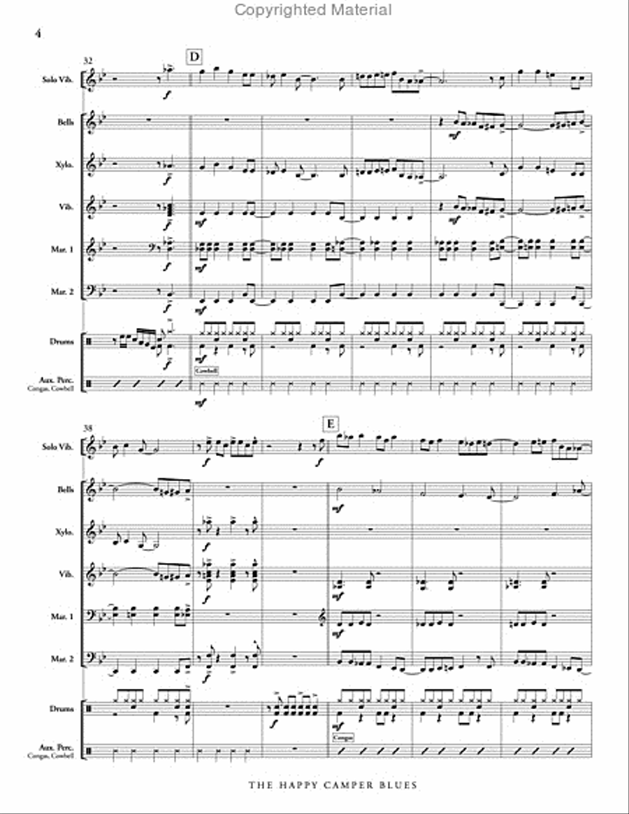 Happy Camper Blues, The (score & parts) Percussion Ensemble scores gallery preview page 5