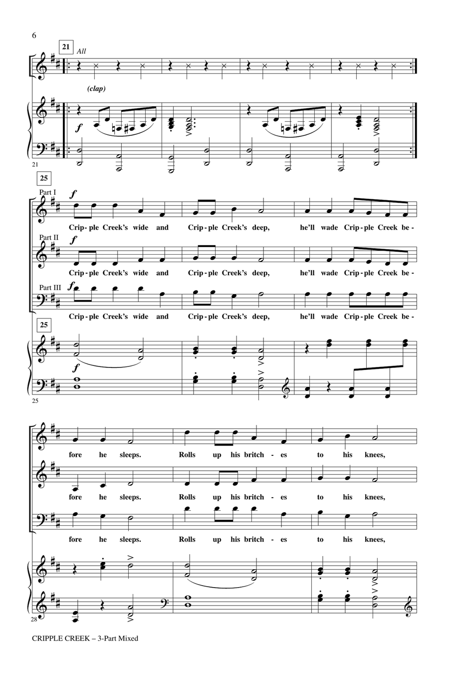 Cripple Creek (arr. Emily Crocker) 3-Part scores gallery preview page 4