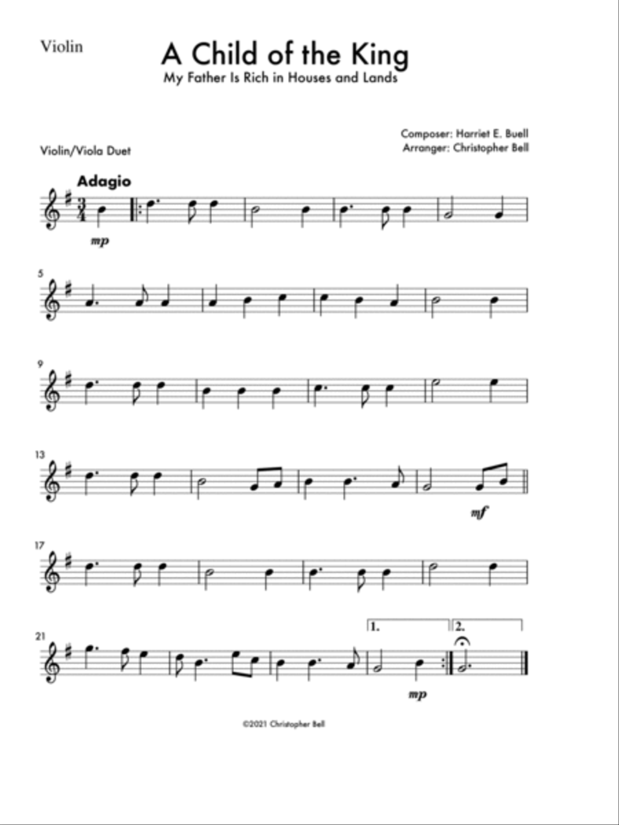 A Child of the King - Violin/Viola Duet String Duet scores gallery preview page 2