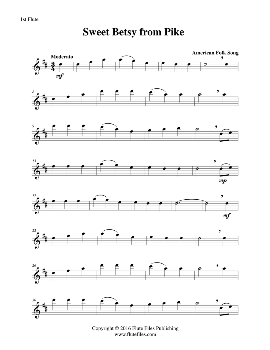 Sweet Betsy from Pike - Flute Trio Flute Trio scores gallery preview page 6