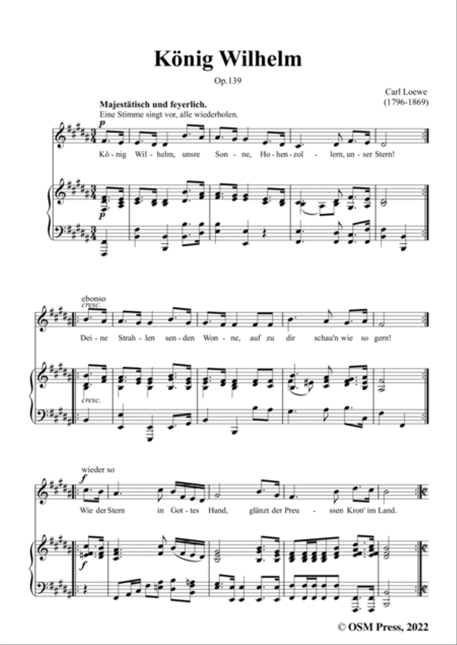 Loewe-König Wilhelm,in B Major,Op.139,for Voice and Piano Voice Solo scores gallery preview page 3