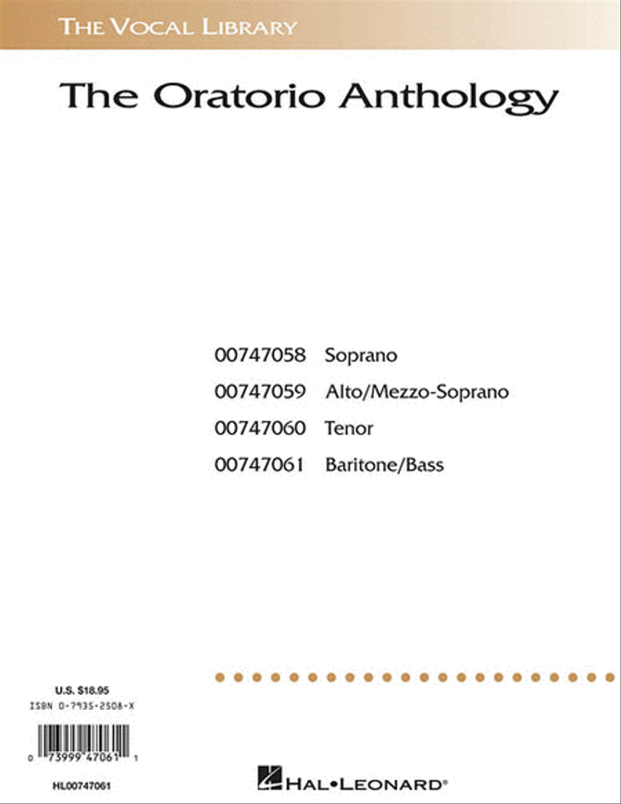 The Oratorio Anthology - Baritone/Bass