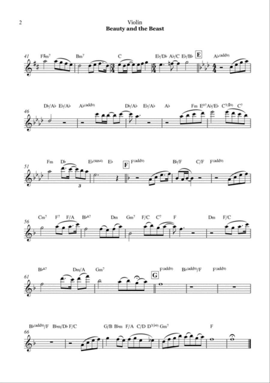 Beauty And The Beast Beauty And The Beast Violin Solo scores gallery preview page 2