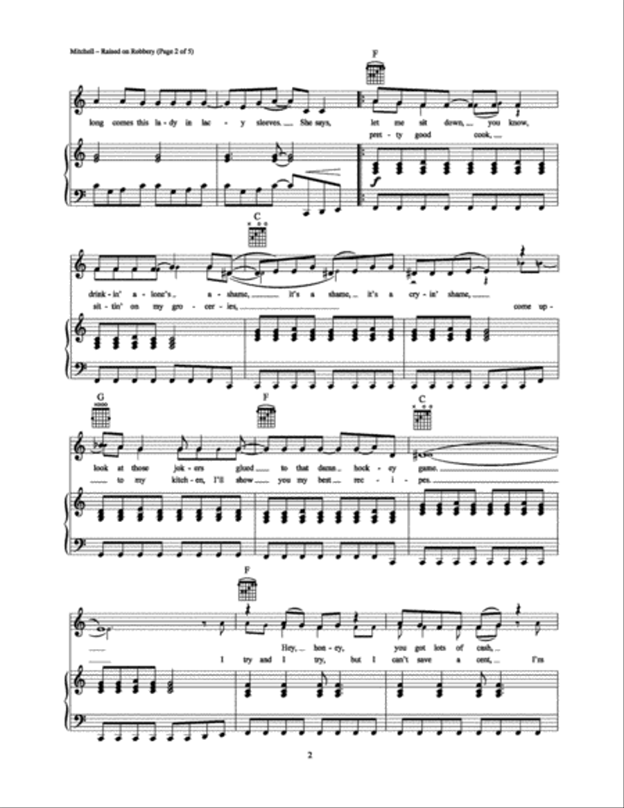 Raised on Robbery Piano, Vocal, Guitar scores gallery preview page 2