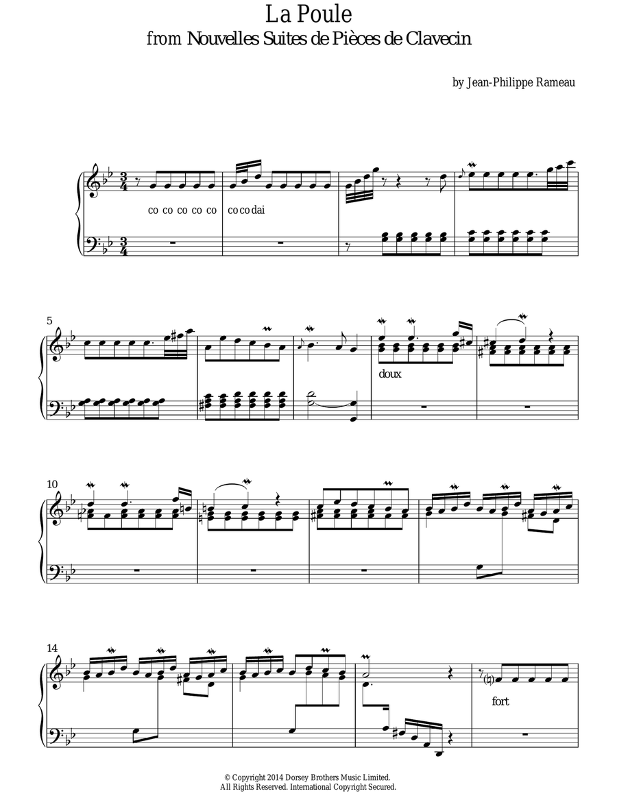 La Poule From Nouvelles Suites De Pieces De Clavecin Piano Solo scores gallery preview page 1