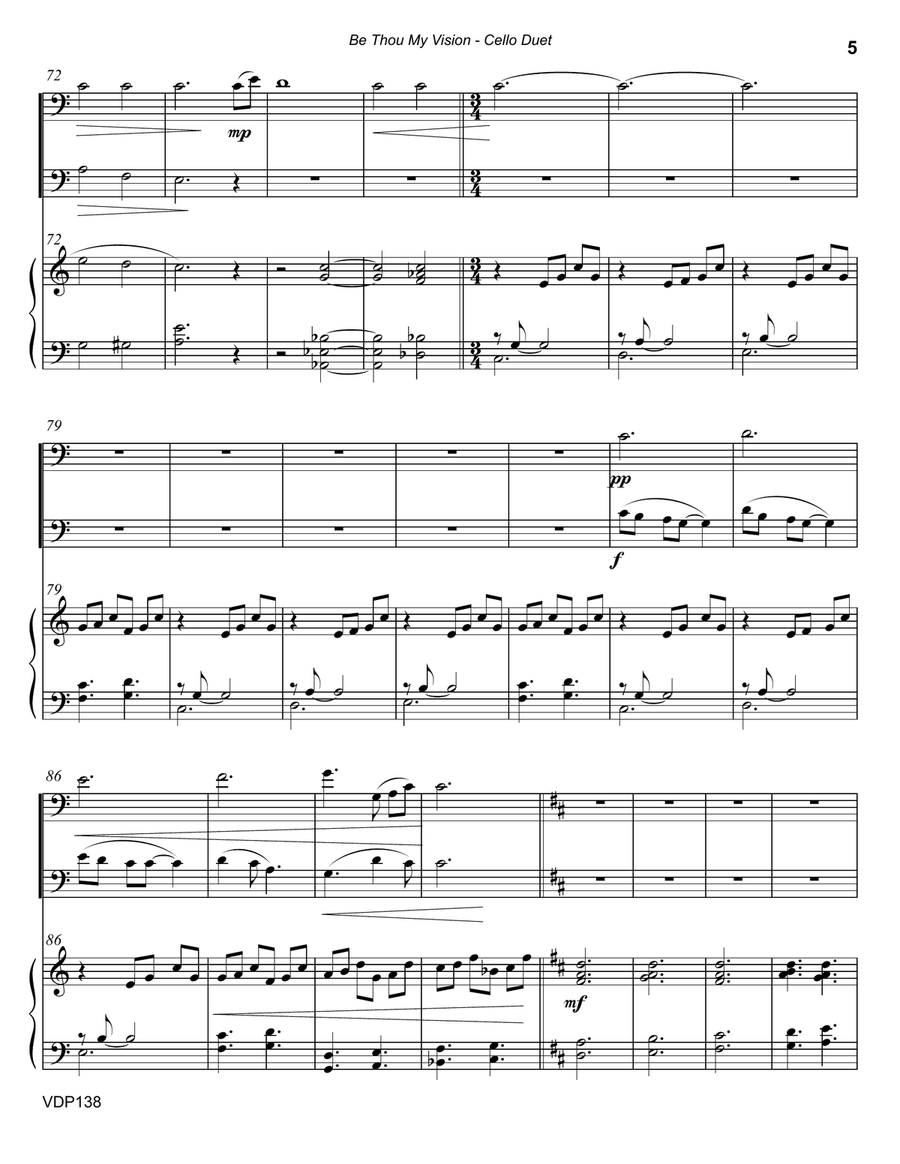BE THOU MY VISION - CELLO DUET with Piano Accompaniment (Grade 3+) String Duet scores gallery preview page 5