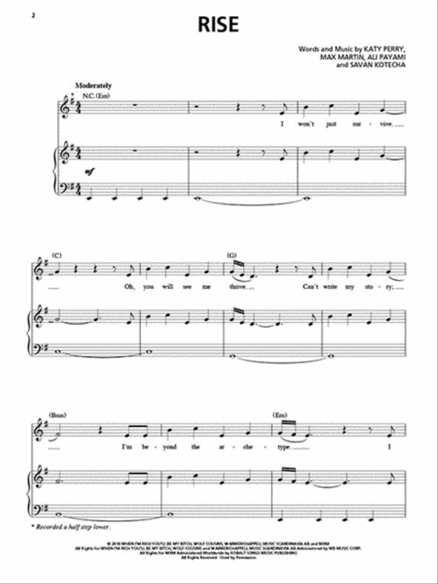 Rise Rise Piano, Vocal, Guitar scores gallery preview page 2