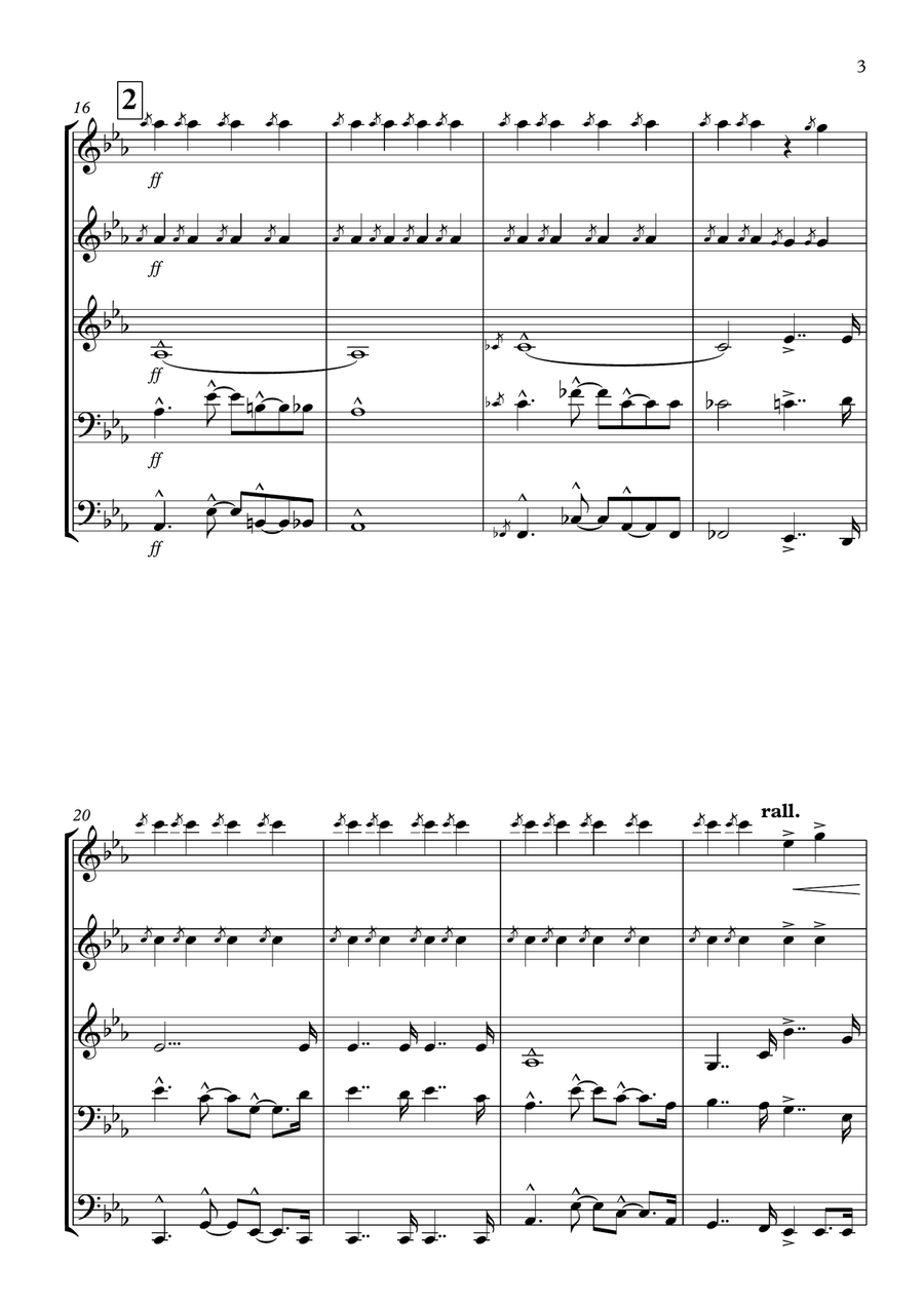 Mexican traditional Folk Pop: RAMITO DE VIOLETAS for Brass Quintet; arr. Martín Hernández Sánchez Brass Quintet scores gallery preview page 3