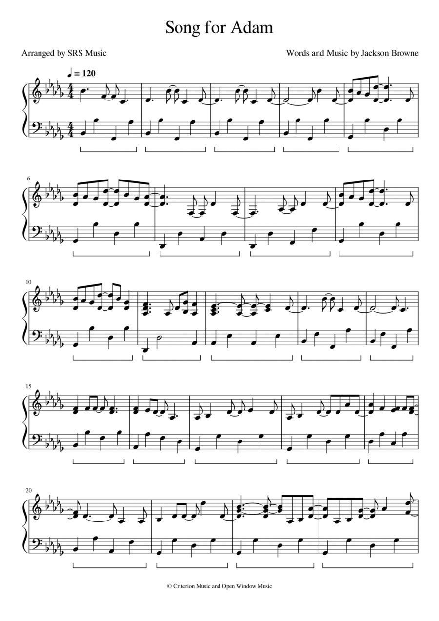 Song For Adam Piano Solo scores gallery preview page 1