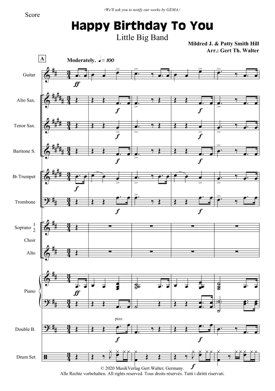 Happy Birthday To You Jazz Ensemble scores gallery preview page 1