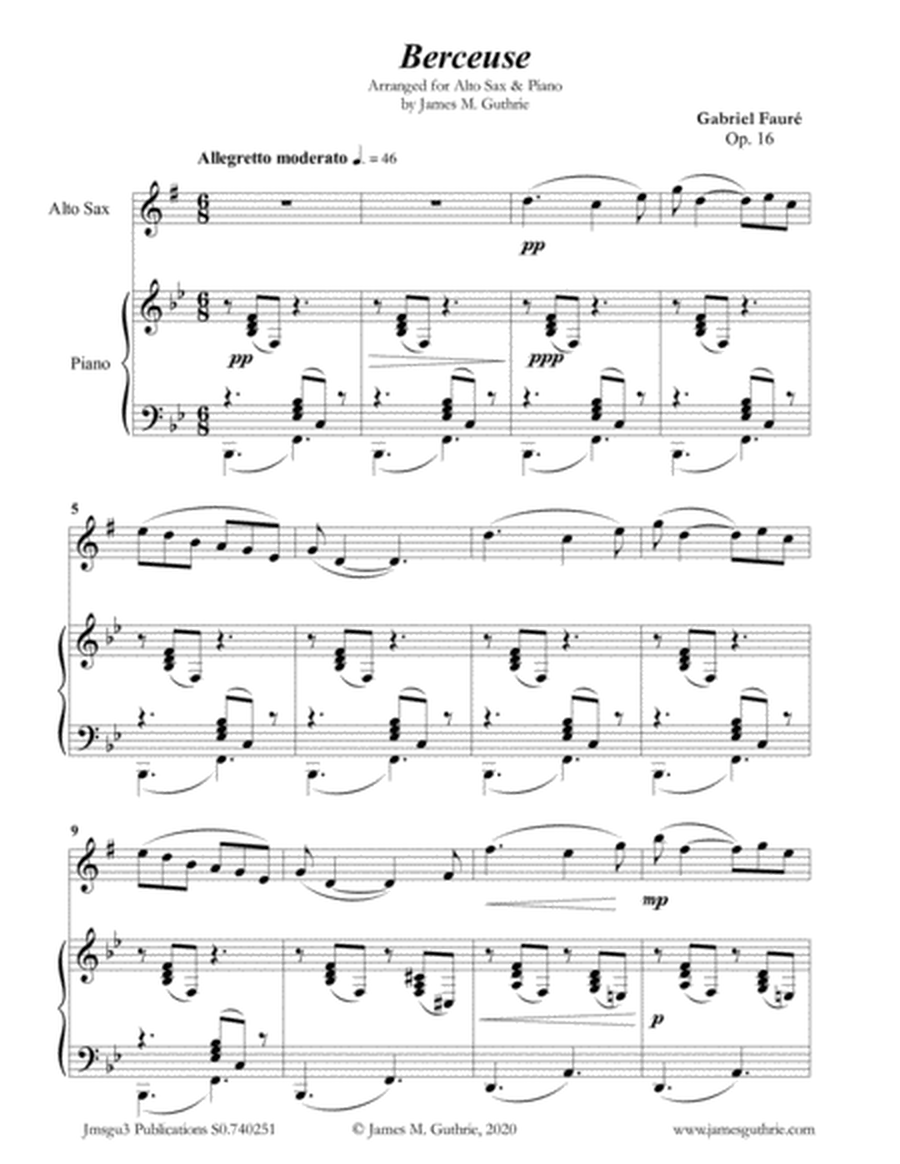 Fauré: Berceuse Op. 16 for Alto Sax & Piano image number null