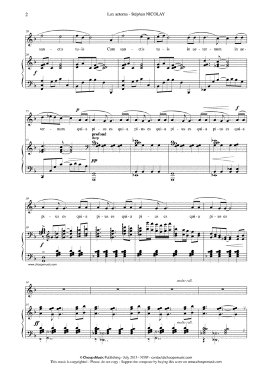 Lux Aeterna (w/piano) Small Ensemble scores gallery preview page 2