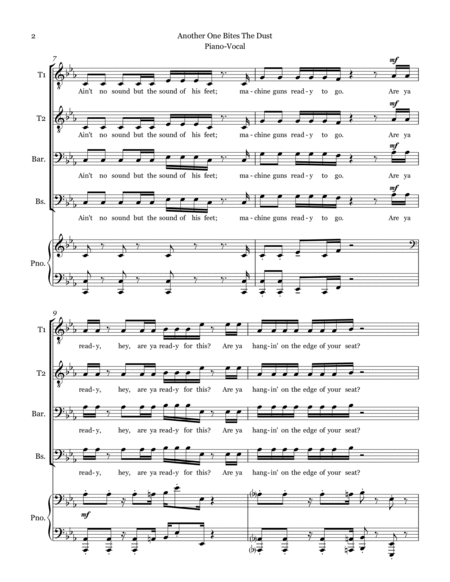 Another One Bites The Dust, (intermediate) sheet music for piano solo