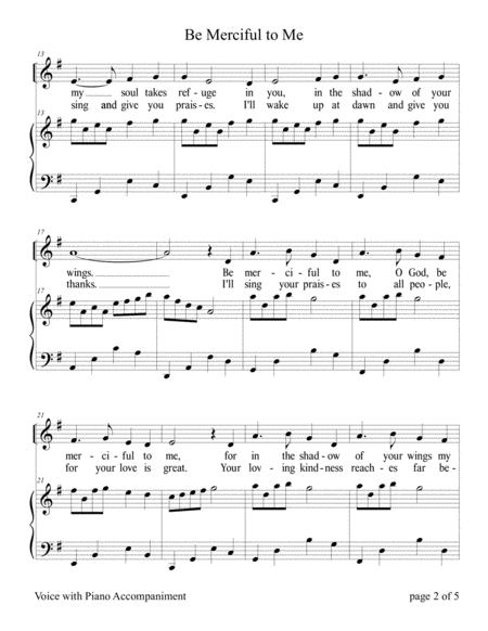 Be Merciful to Me ~ Psalm 57 (for Vocal Solo with Piano accompaniment) by Sharon Wilson Voice Solo - Digital Sheet Music