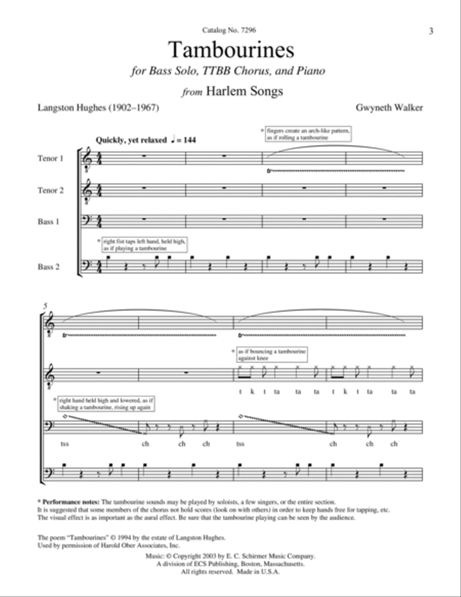 Tambourines from Harlem Songs TTBB scores gallery preview page 3