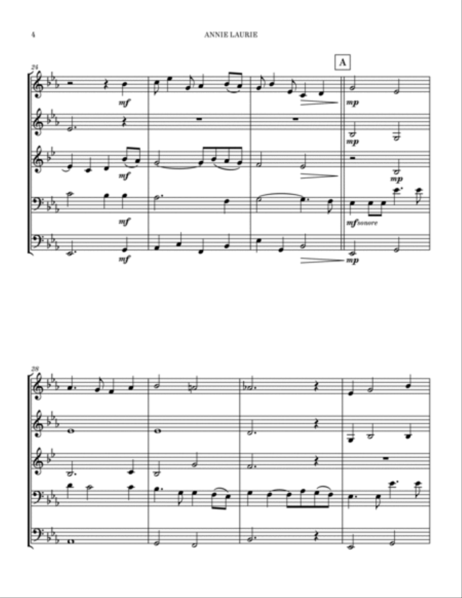 Annie Laurie Brass Quintet scores gallery preview page 4