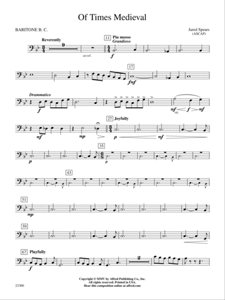 Of Times Medieval: Baritone B.C. Concert Band scores gallery preview page 1