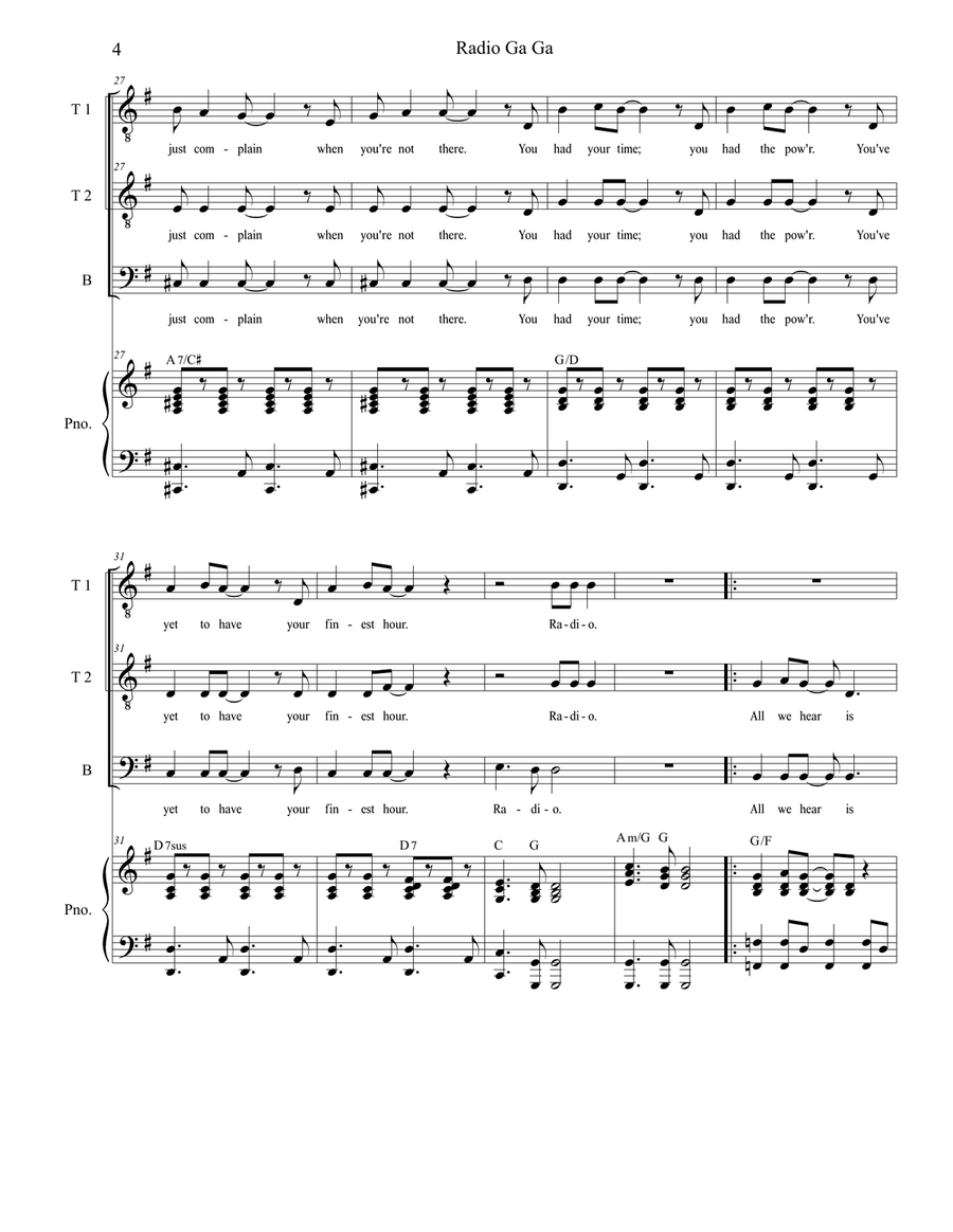 Radio Ga Ga TTB scores gallery preview page 4
