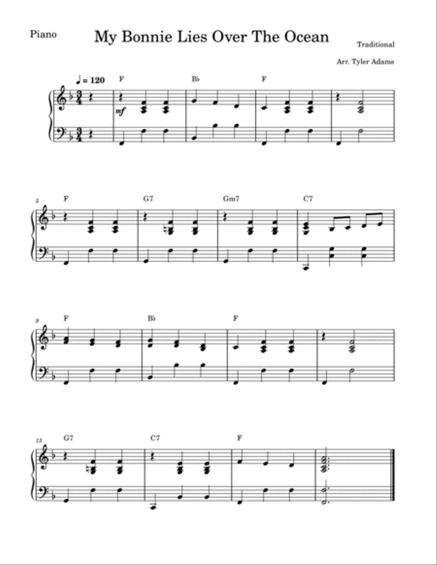 My Bonnie Lies Over The Ocean (Easy Trumpet) B-Flat Trumpet scores gallery preview page 2