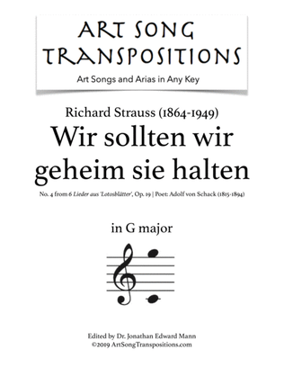 STRAUSS: Wie sollten wir geheim sie halten, Op. 19 no. 4 (transposed to G major)