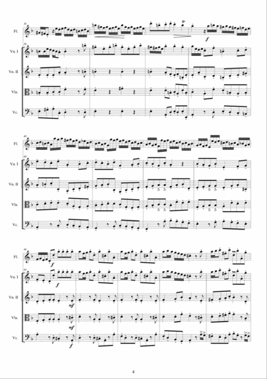 Albinoni - Concerto No.7 to 5 in D minor Op.5 for Flute and String Quartet Chamber Orchestra scores gallery preview page 4