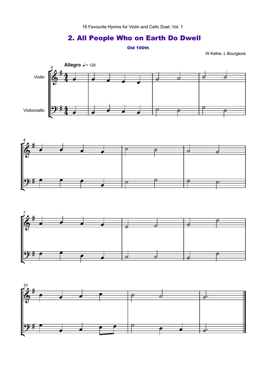 16 Favourite Hymns Vol.1 for Violin and Cello Duet String Duet scores gallery preview page 3